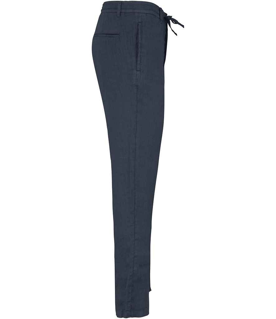 Spasso Faded Linen Trousers in Washed Navy, side view