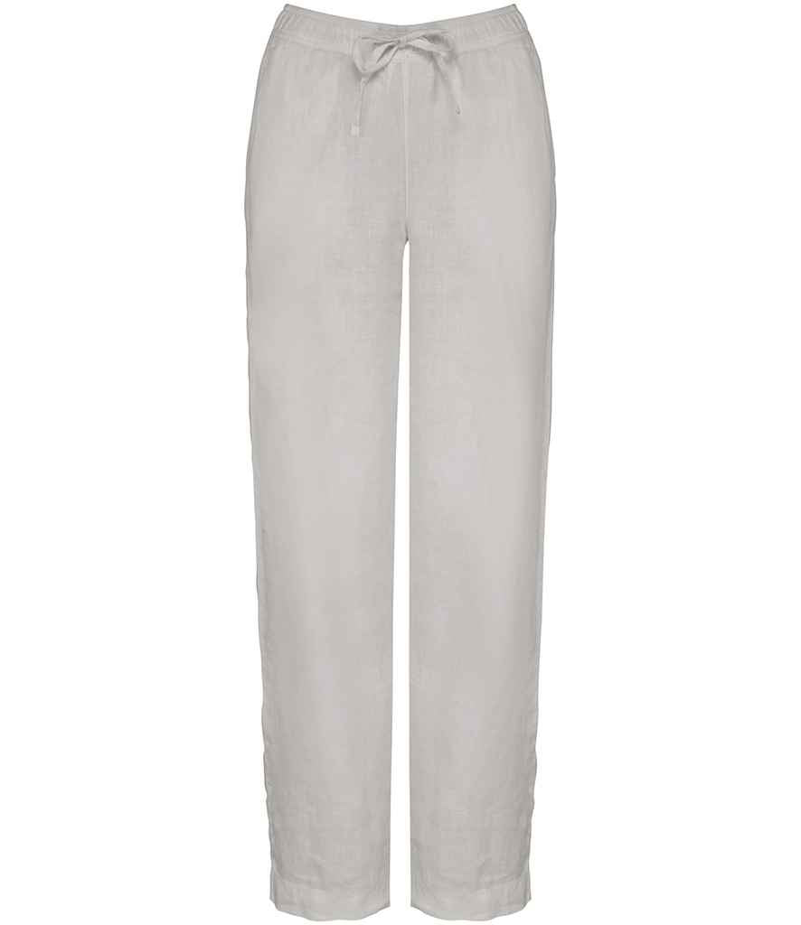 Spasso Ladies Washed Trousers in Washed White, front view