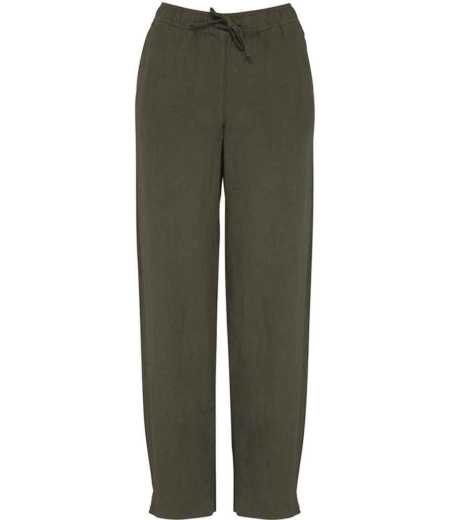Spasso Ladies Washed Trousers in Washed Organic Khaki, front view