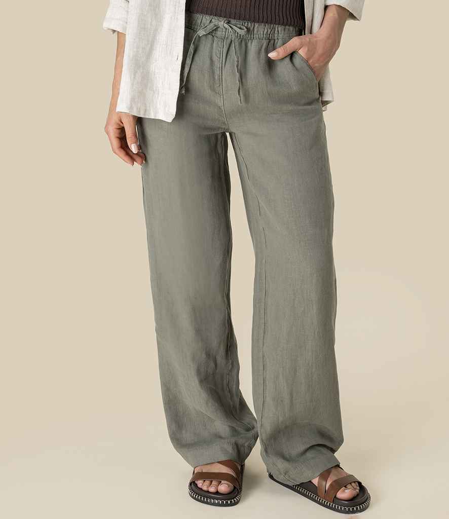 Spasso Ladies Washed Trousers in Washed Organic Khaki