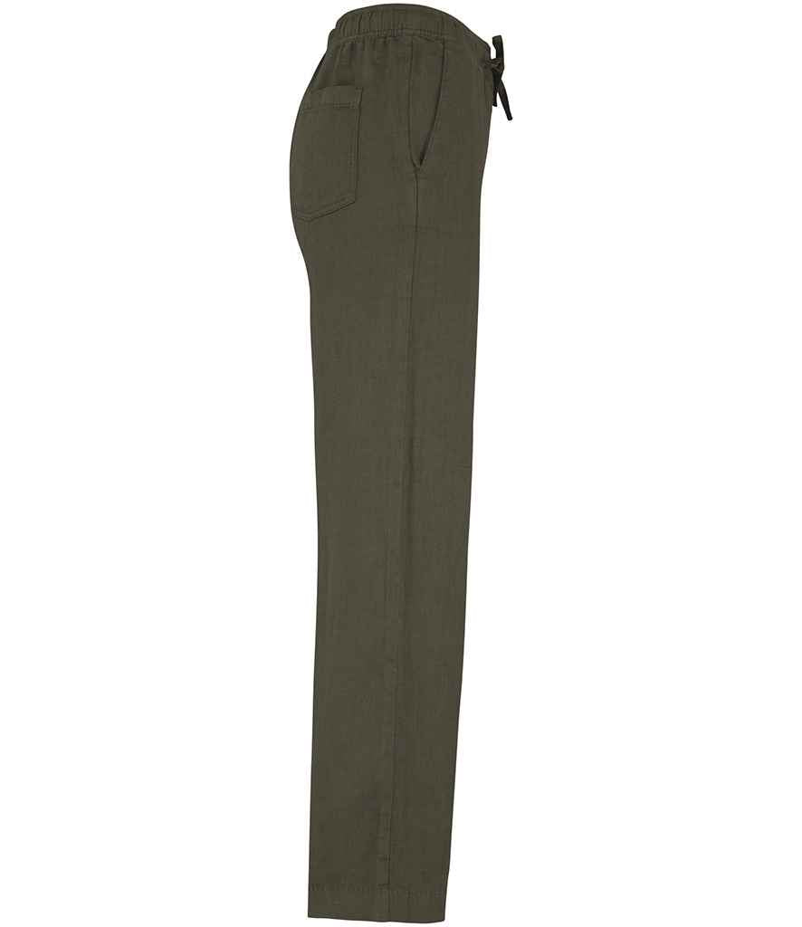 Spasso Ladies Washed Trousers in Washed Organic Khaki, side view