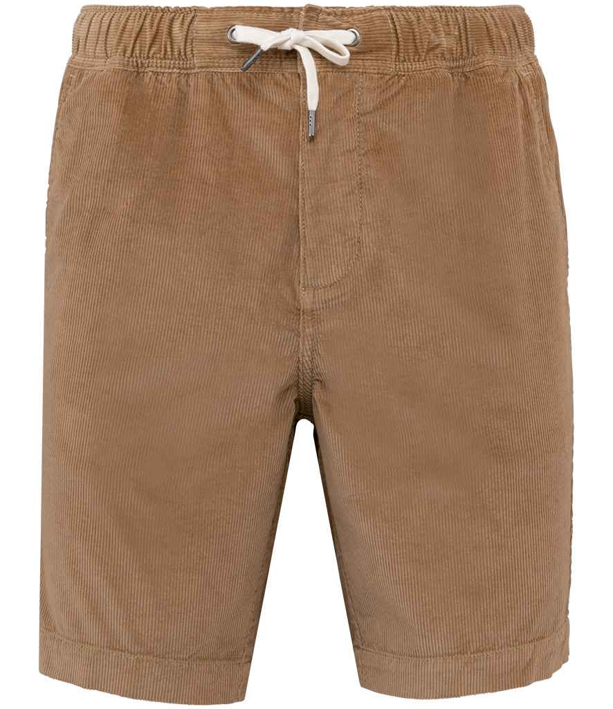 Spasso Corduroy Shorts in Dark Camel, front view