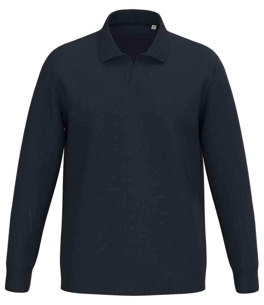 Spasso Polo Collar Jumper in Navy, front view