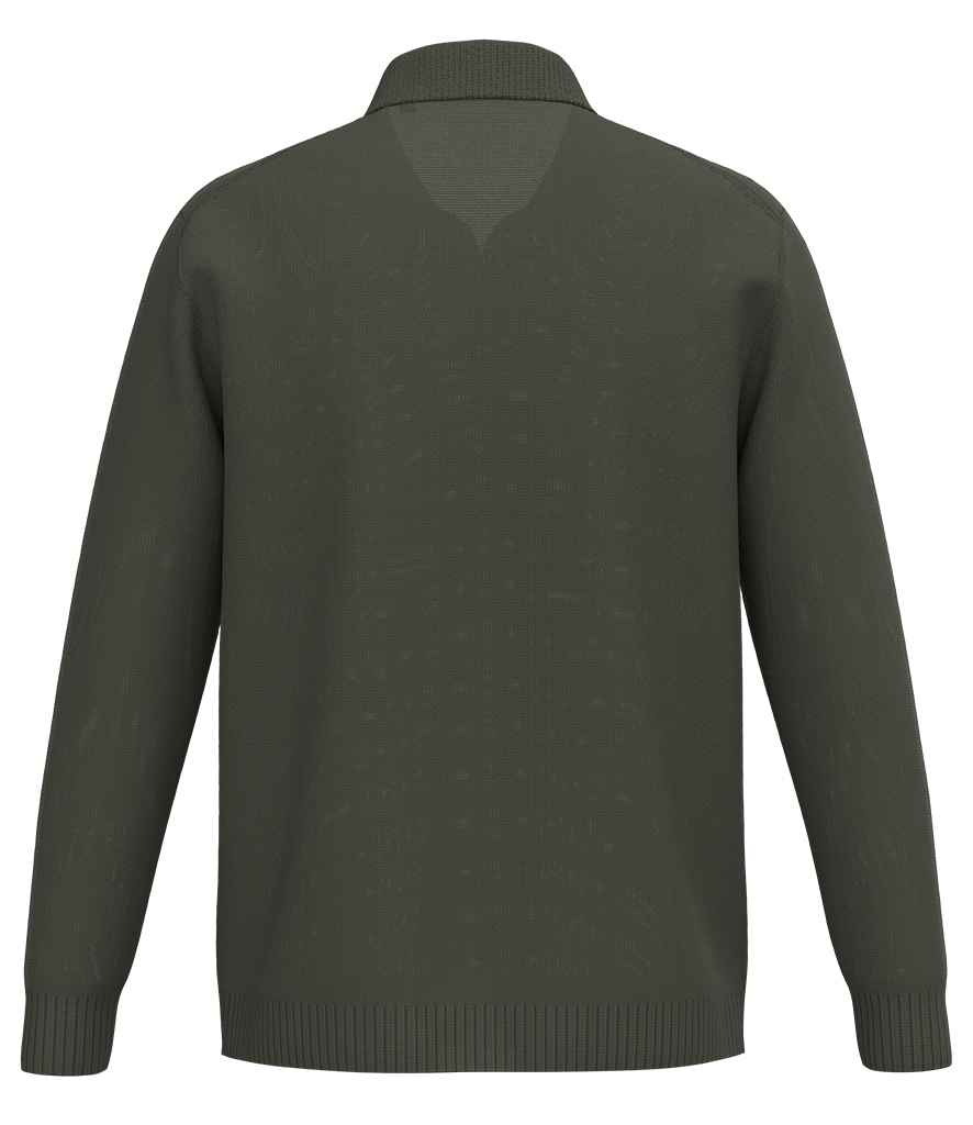 Spasso Polo Collar Jumper in Organic Khaki, back view