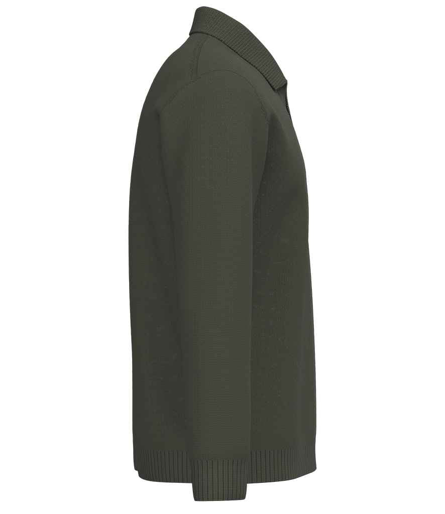 Spasso Polo Collar Jumper in Organic Khaki, side view