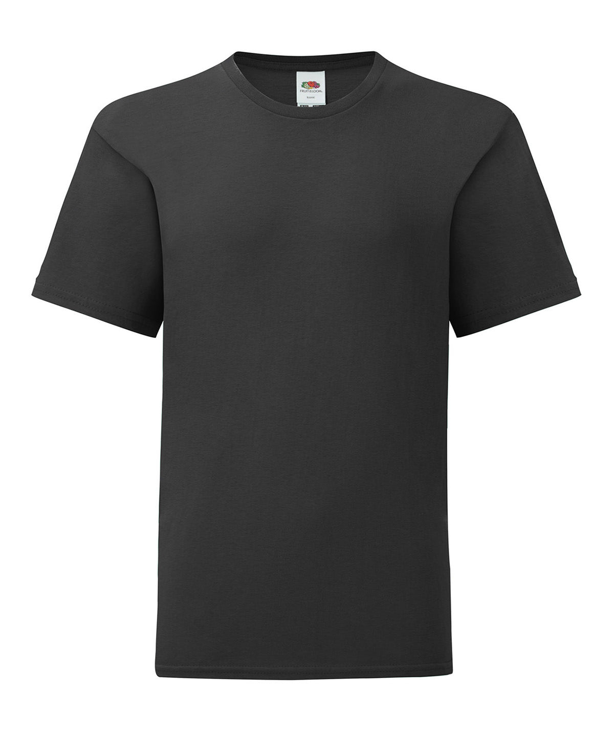 Fruit of the Loom Kids iconic 150 T in Black, front view