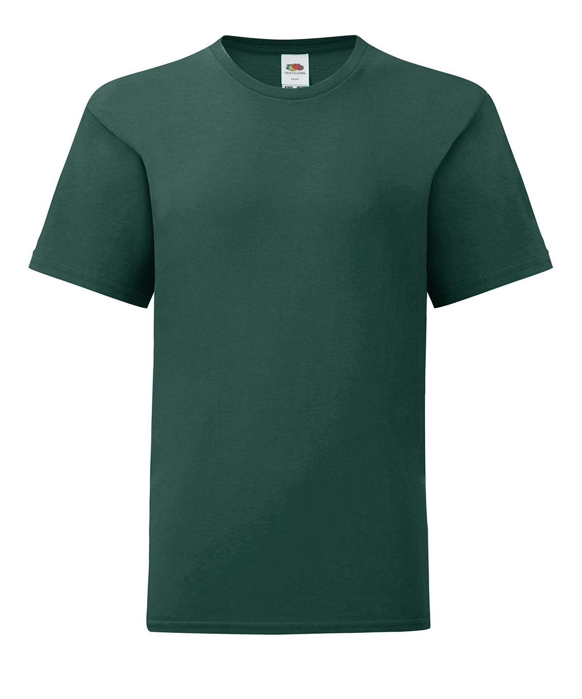 Fruit of the Loom Kids iconic 150 T in Forest Green, front view
