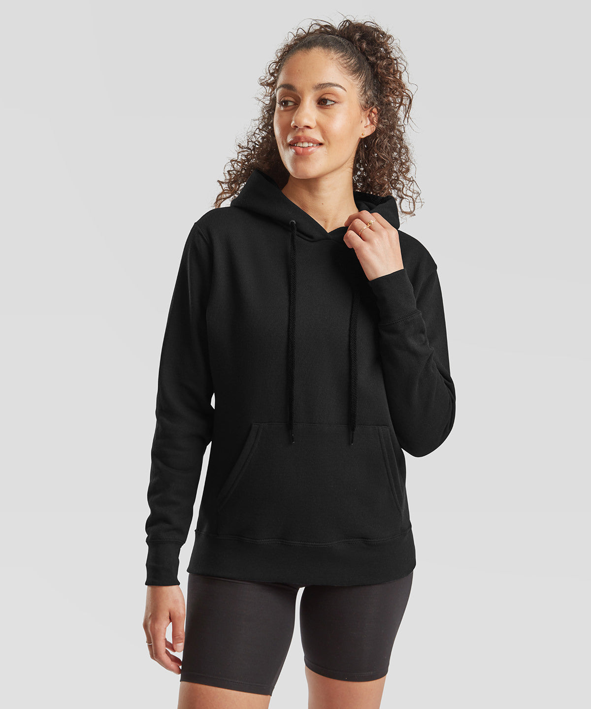 Fruit of the Loom Women's Classic 80/20 hooded sweatshirt, lifestyle photo