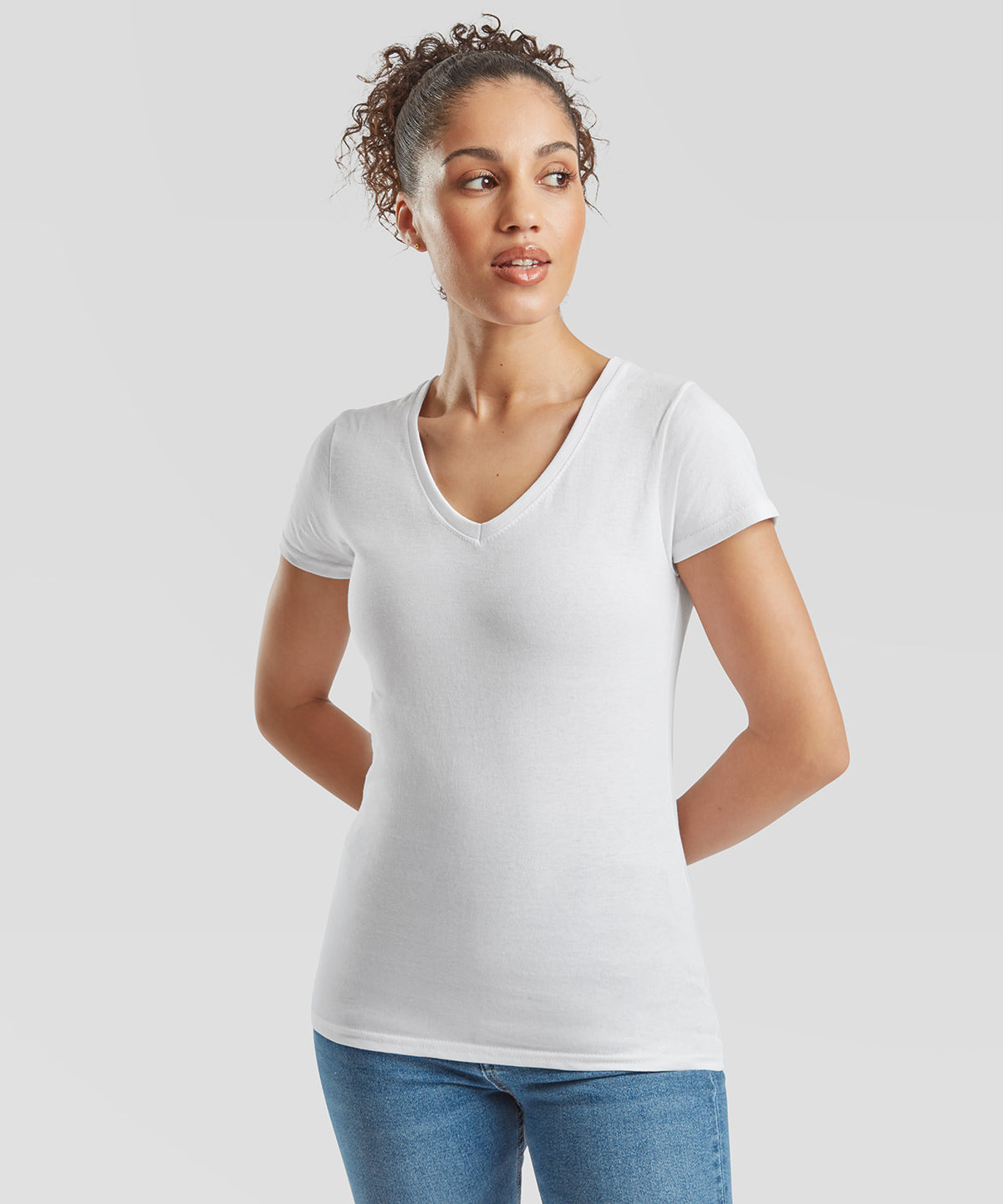 Fruit of the Loom Women's valueweight v-neck T, lifestyle photo