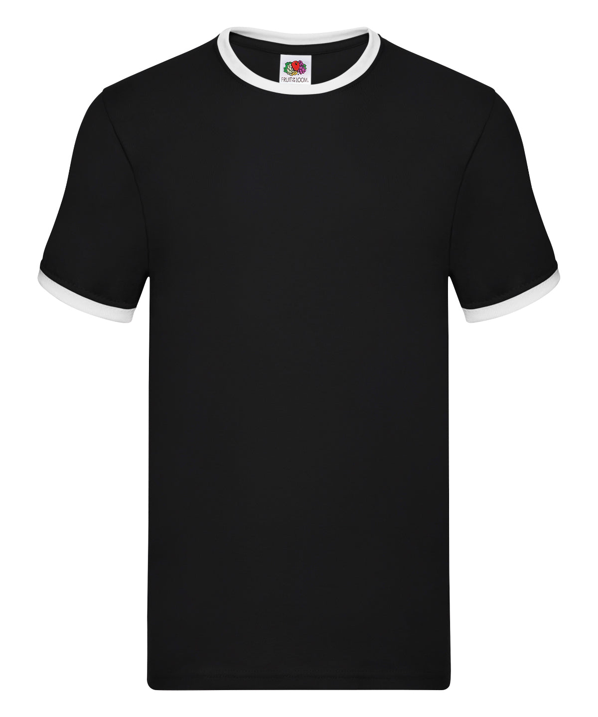 Fruit of the Loom Ringer T in Black/White, front view