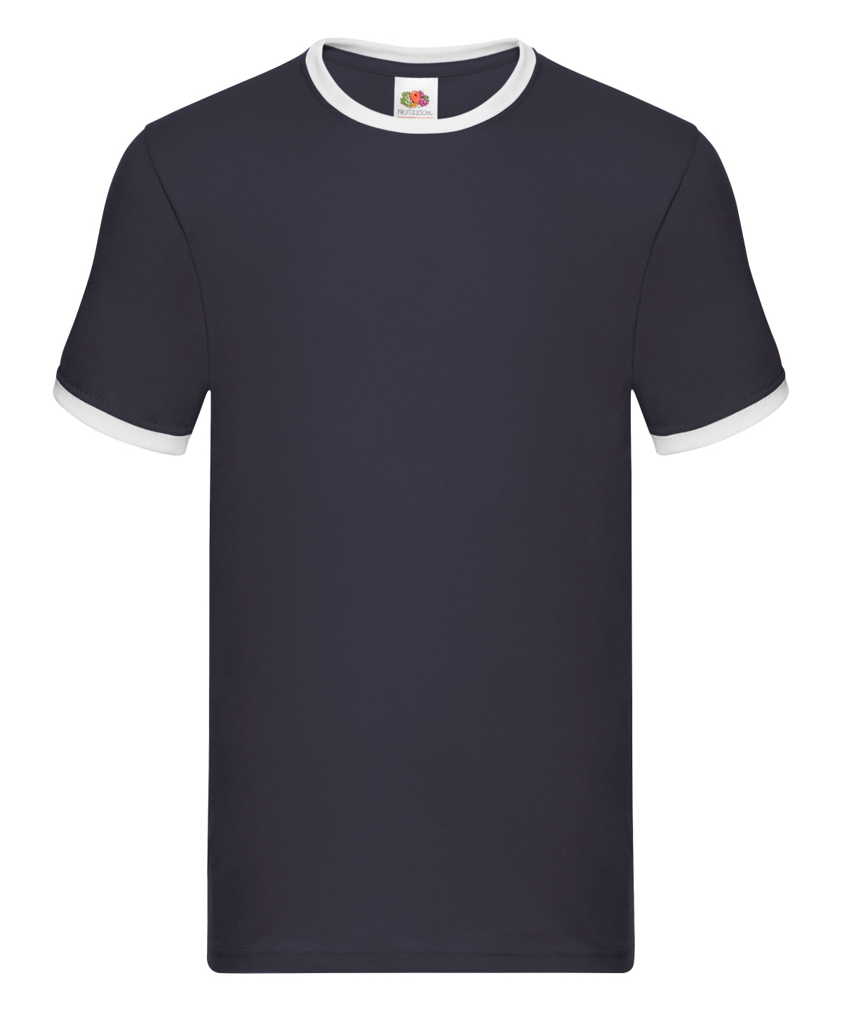 Fruit of the Loom Ringer T in Navy/White, front view