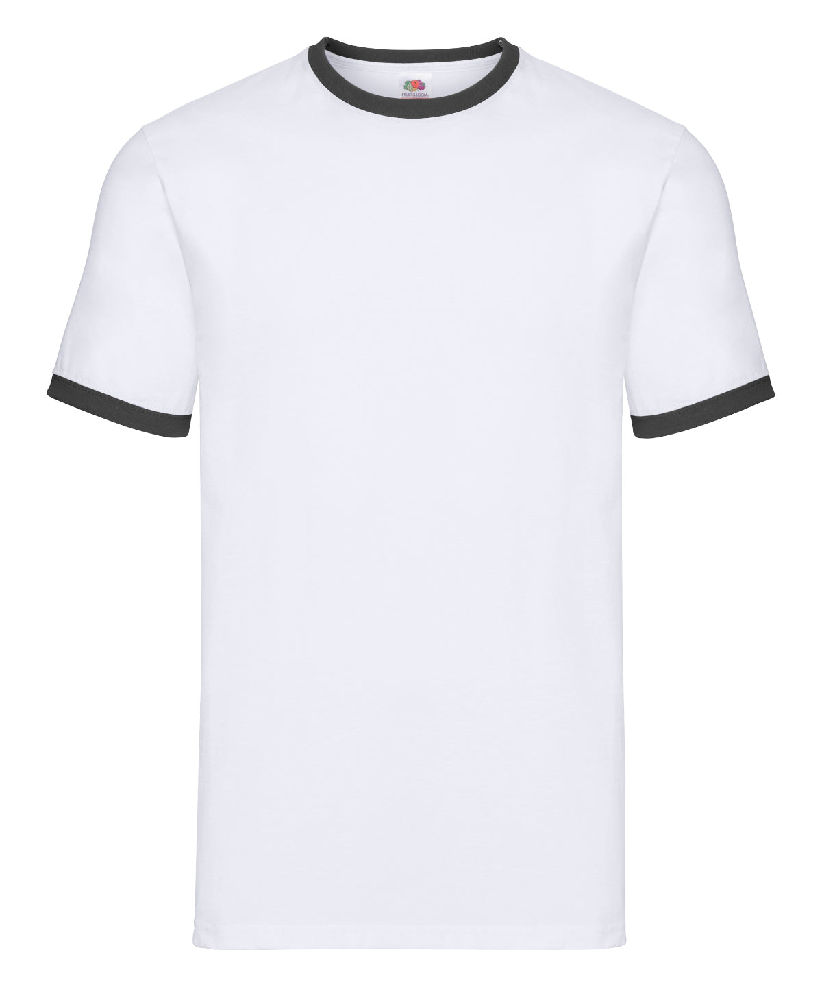 Fruit of the Loom Ringer T in White/Black, front view