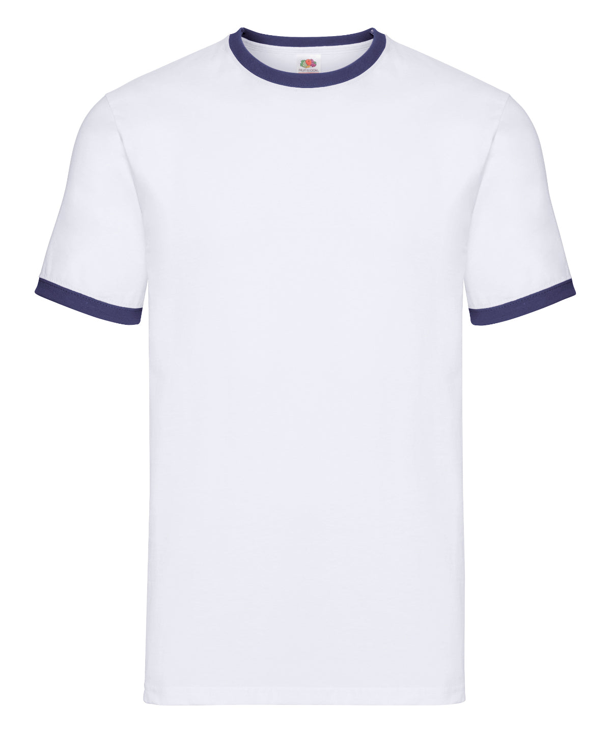Fruit of the Loom Ringer T in White/Navy, front view