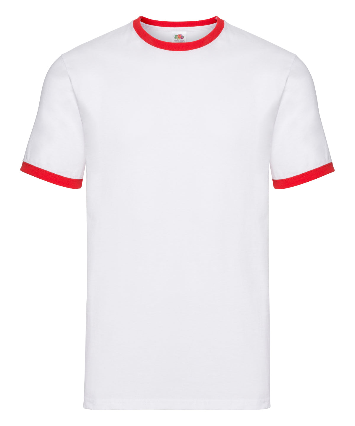 Fruit of the Loom Ringer T in White/Red, front view
