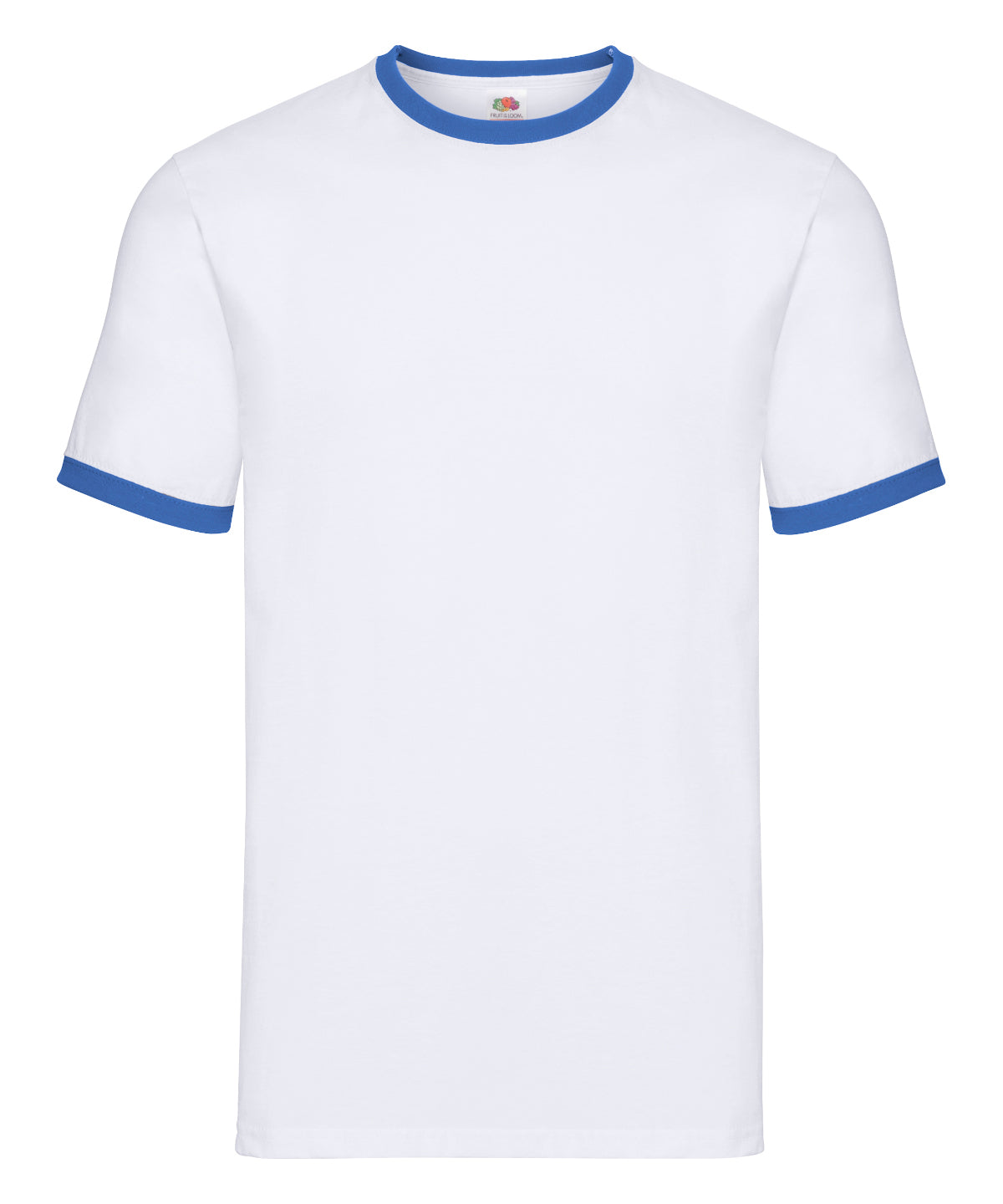 Fruit of the Loom Ringer T in White/Royal Blue, front view