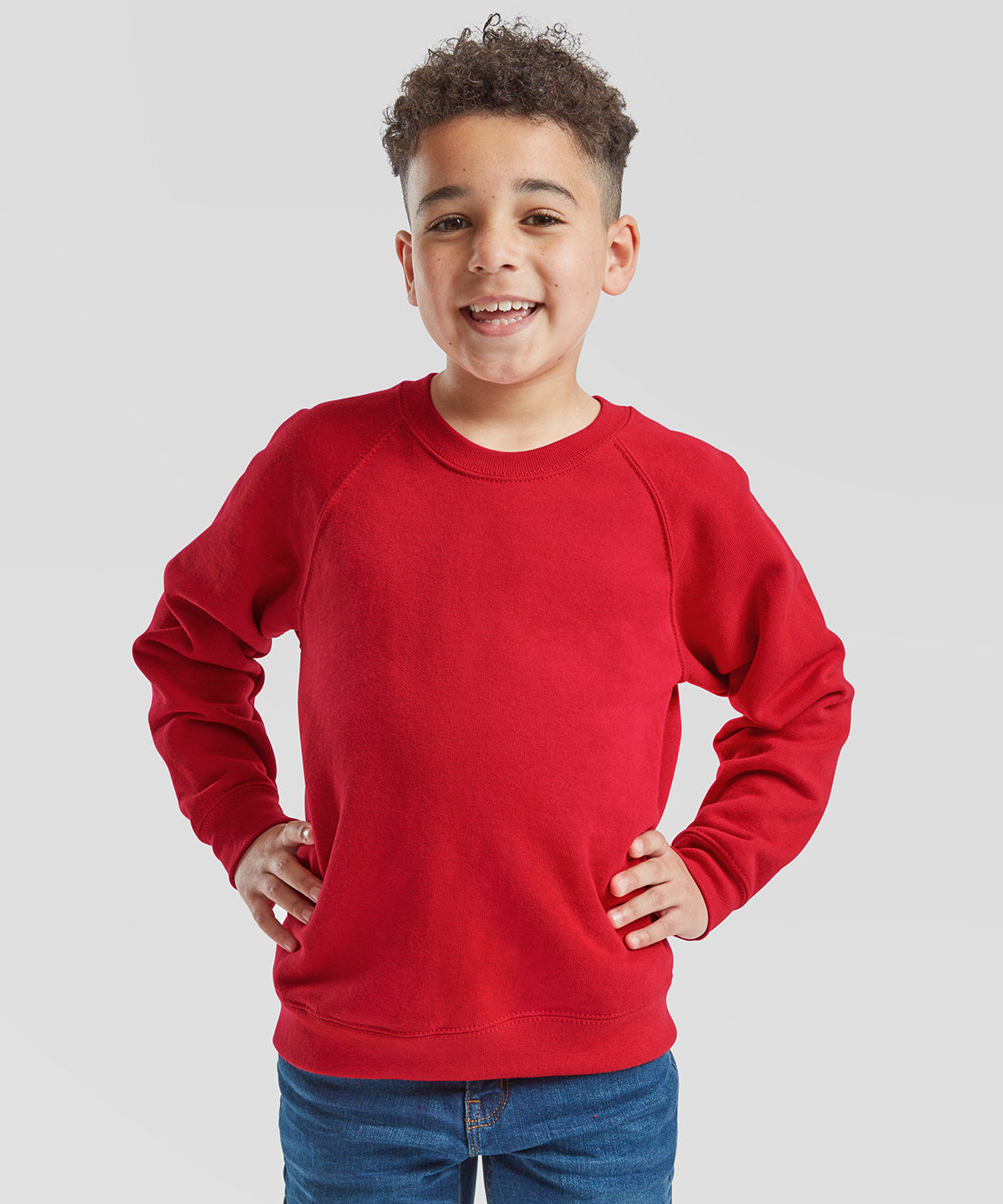 Fruit of the Loom Kids classic raglan sweatshirt, lifestyle photo