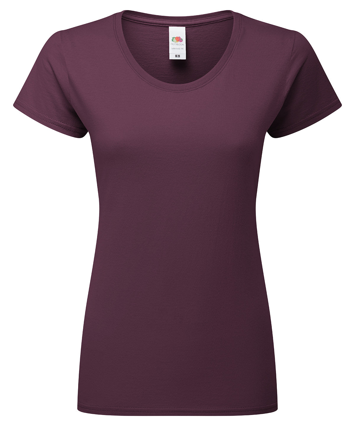 Fruit of the Loom Women's Iconic 195 ringspun premium t-shirt in Dark Plum, front view