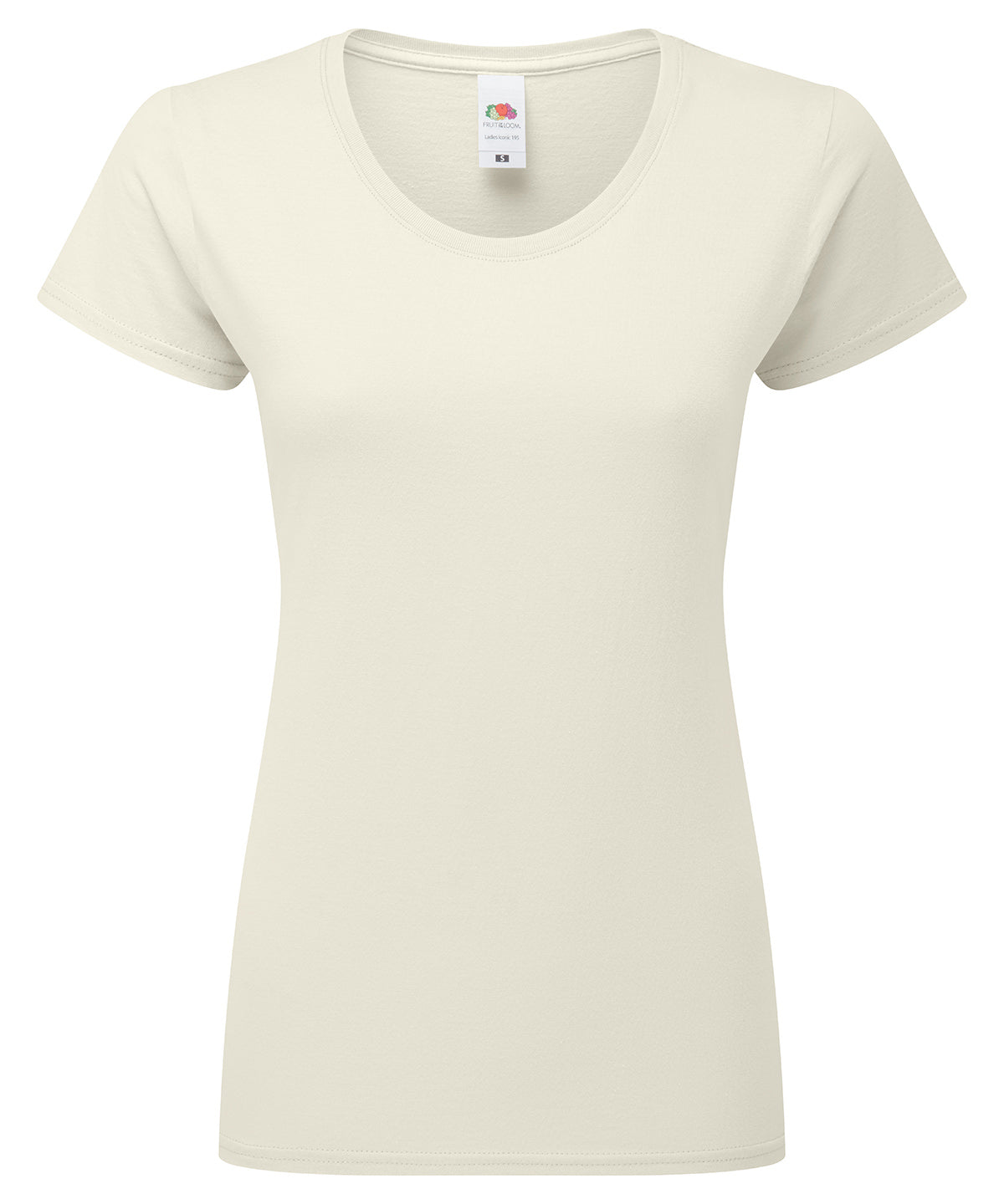 Fruit of the Loom Women's Iconic 195 ringspun premium t-shirt in Natural, front view