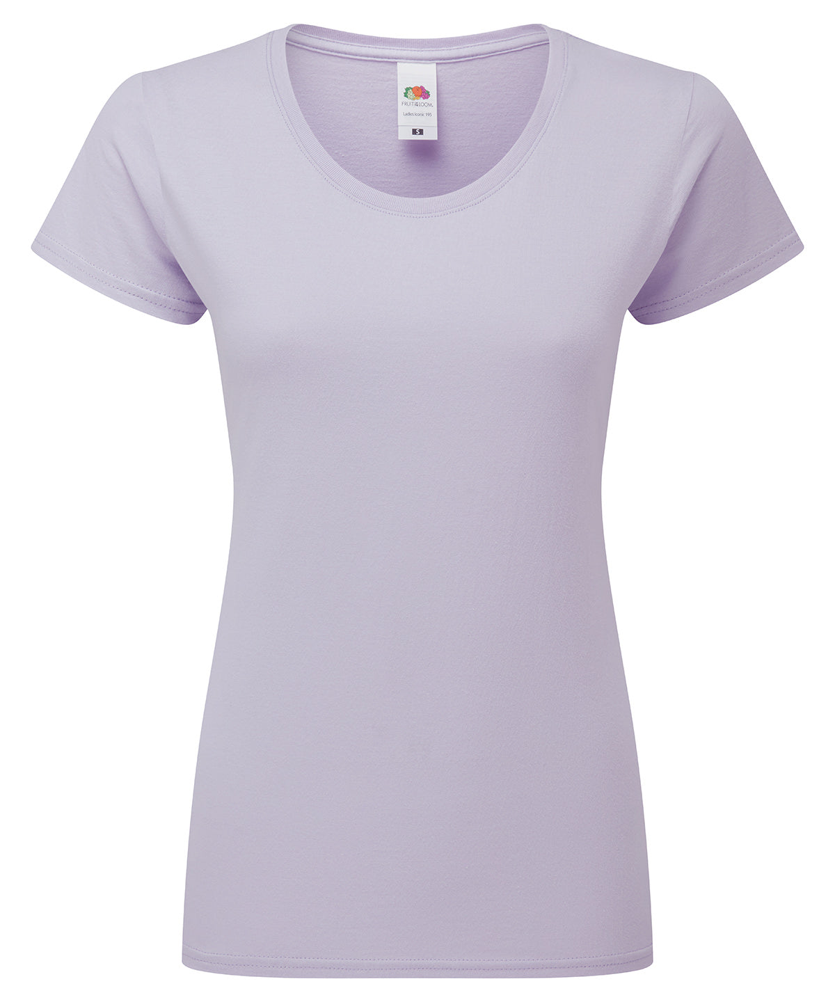 Fruit of the Loom Women's Iconic 195 ringspun premium t-shirt in Soft Lavender, front view