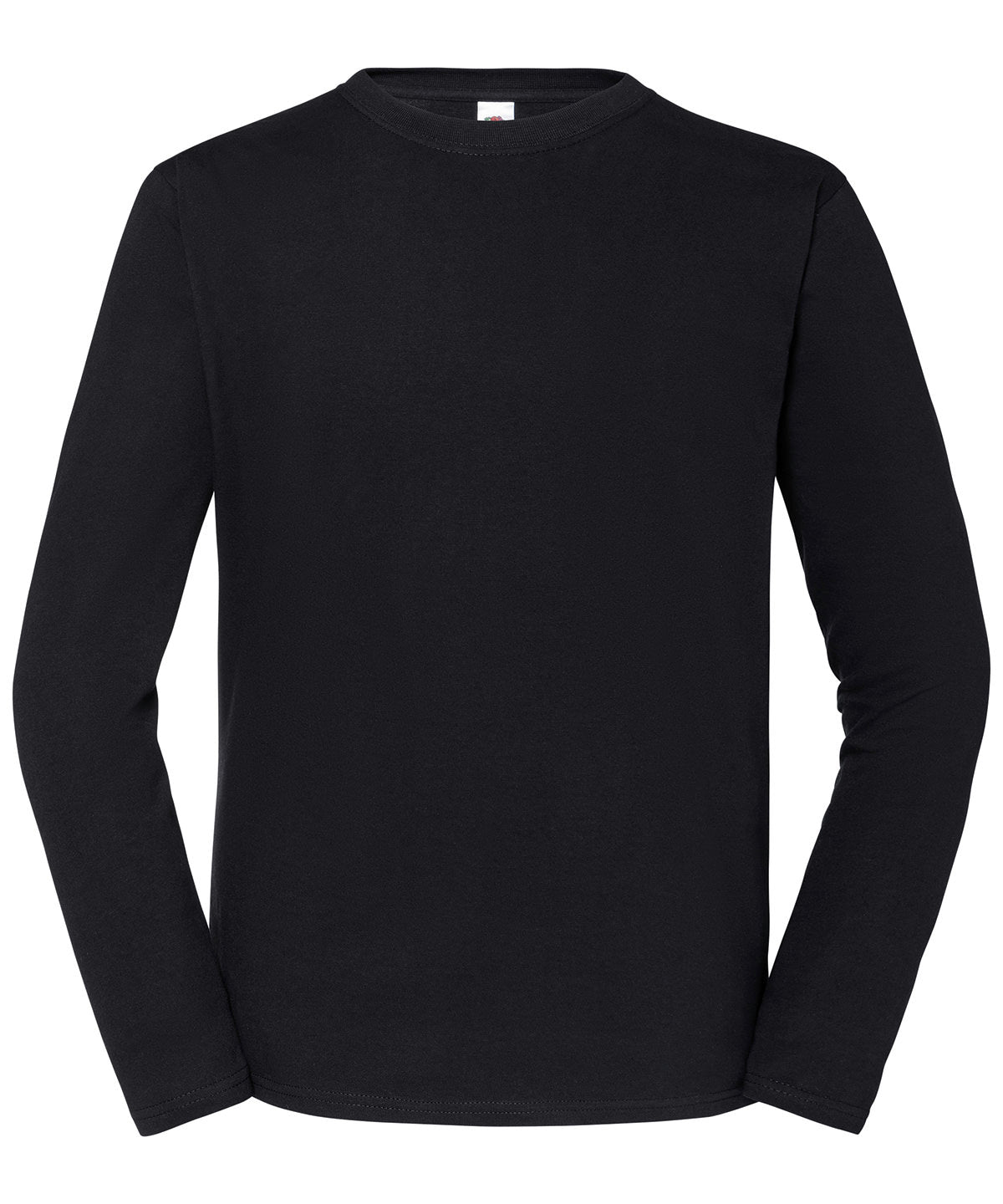 Fruit of the Loom Iconic 195 ringspun premium long sleeve T in Black, front view