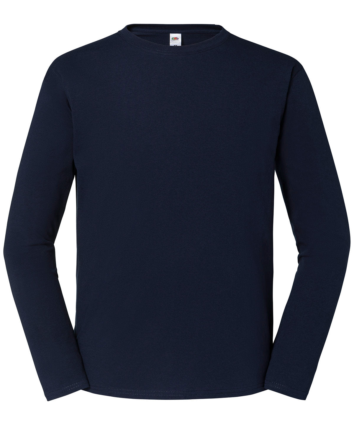 Fruit of the Loom Iconic 195 ringspun premium long sleeve T in Deep Navy, front view