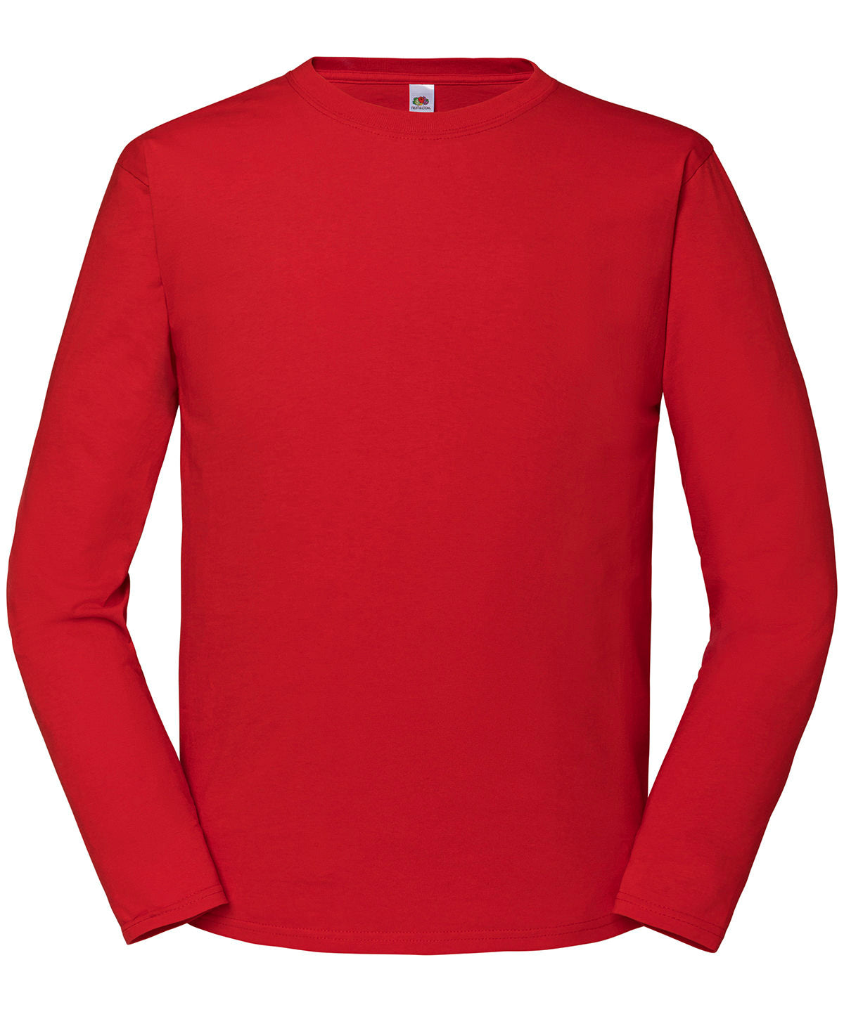 Fruit of the Loom Iconic 195 ringspun premium long sleeve T in Red, front view