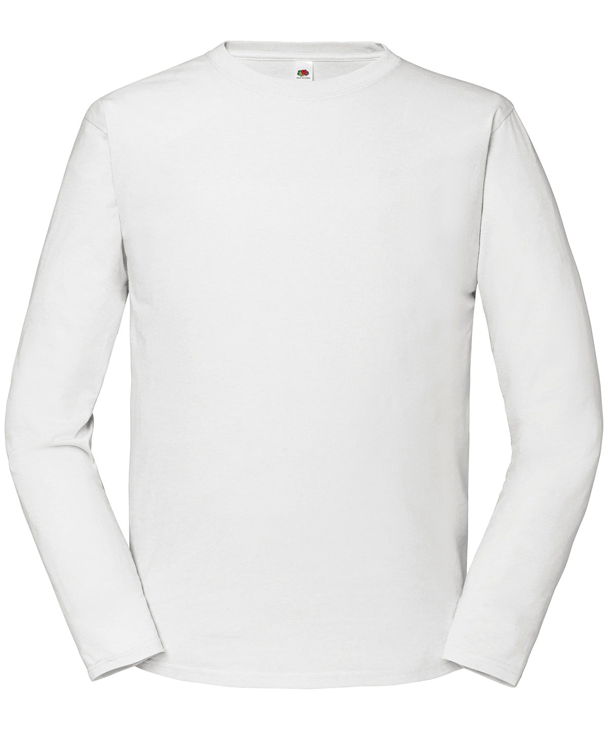 Fruit of the Loom Iconic 195 ringspun premium long sleeve T in White, front view
