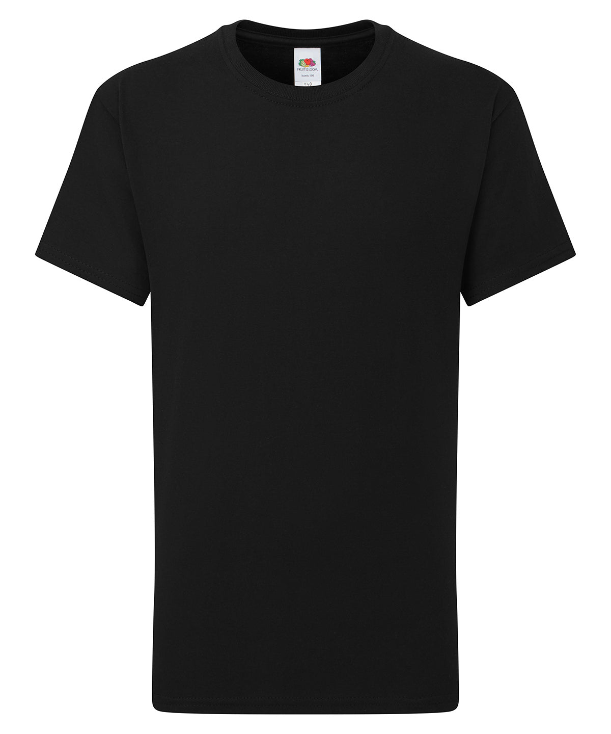 Fruit of the Loom Kids Iconic 195 T in Black, front view