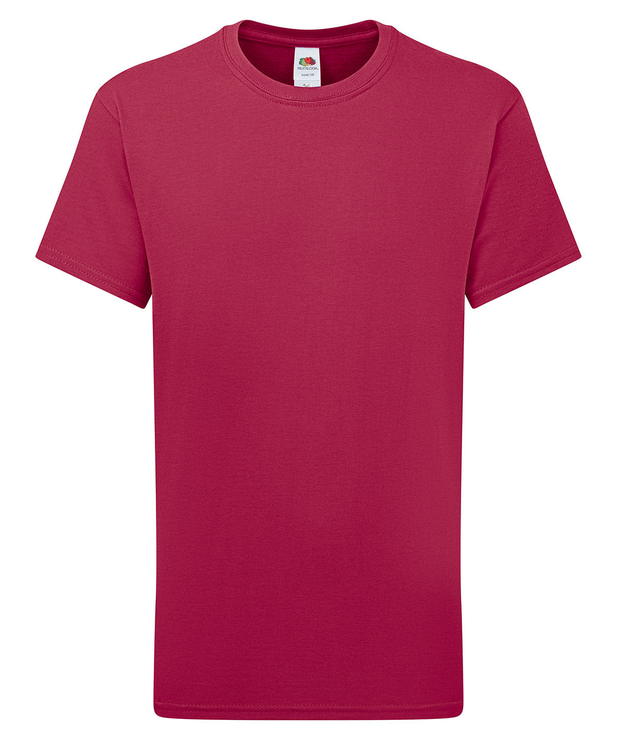 Fruit of the Loom Kids Iconic 195 T in Cranberry, front view
