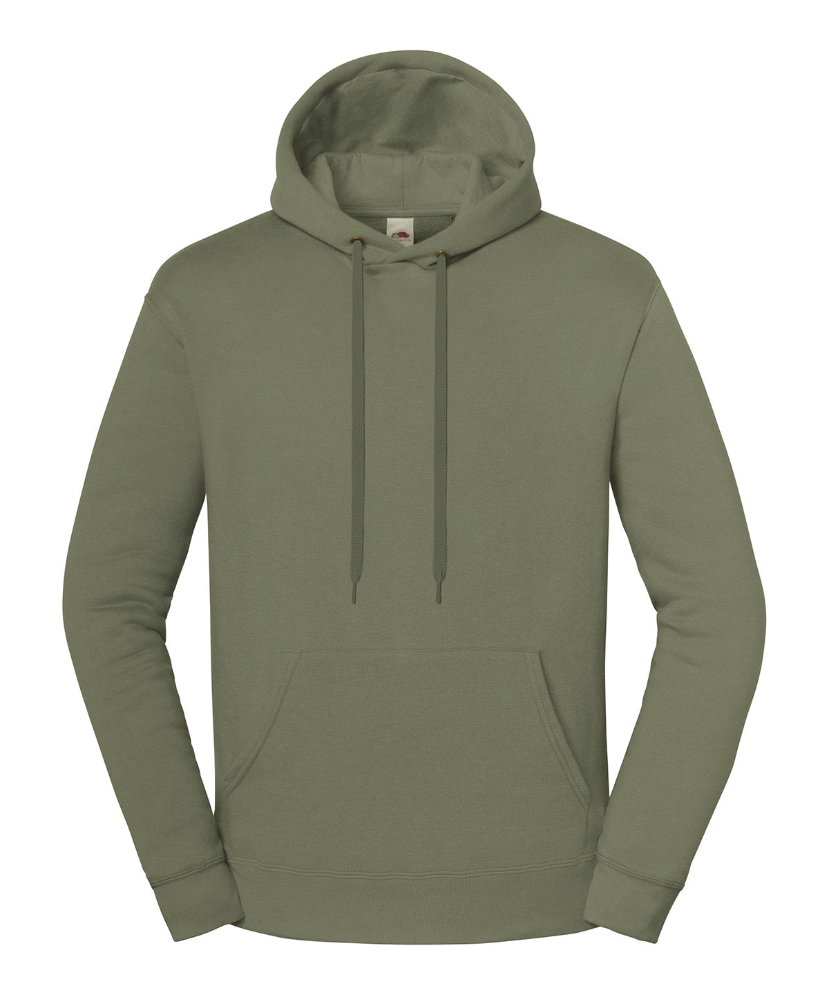Fruit of the Loom Iconic premium hooded sweat in Classic Olive, front view