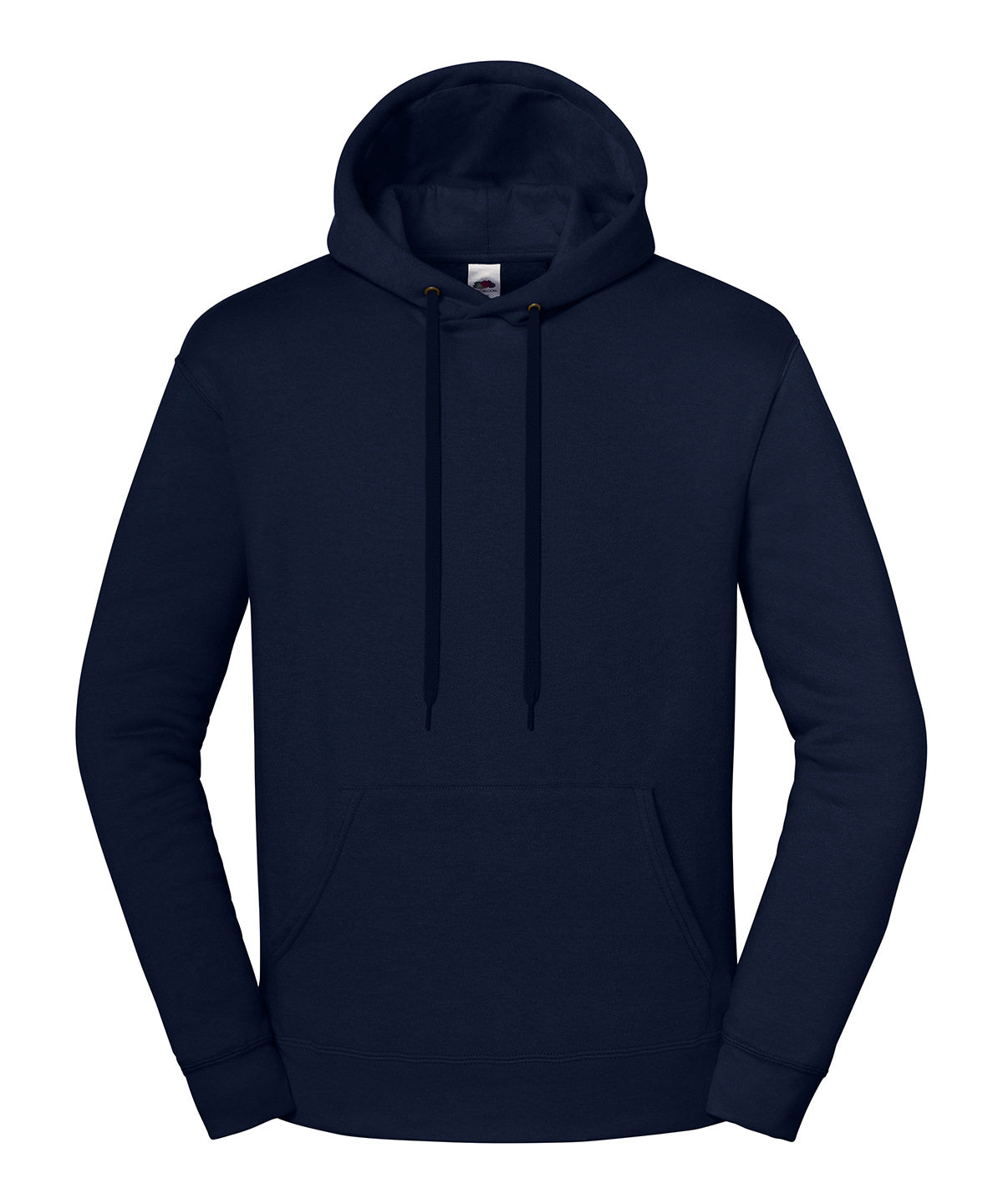 Fruit of the Loom Iconic premium hooded sweat in Deep Navy, front view