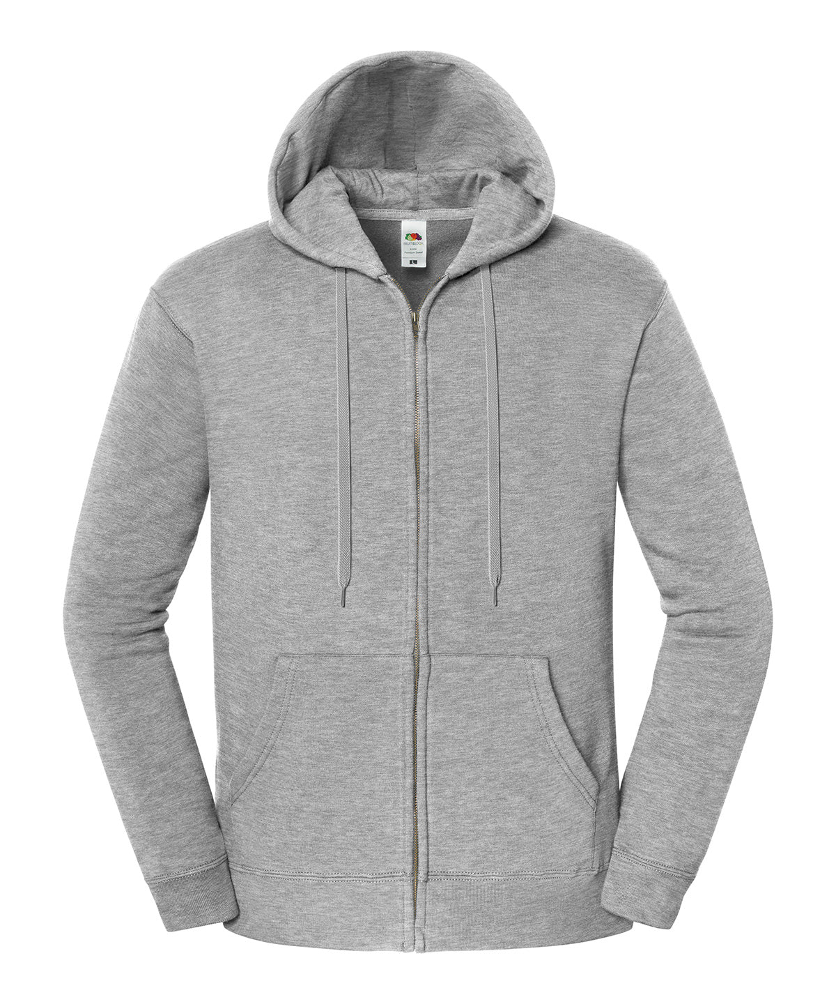 Fruit of the Loom Iconic premium hooded sweat jacket in Athletic Heather, front view