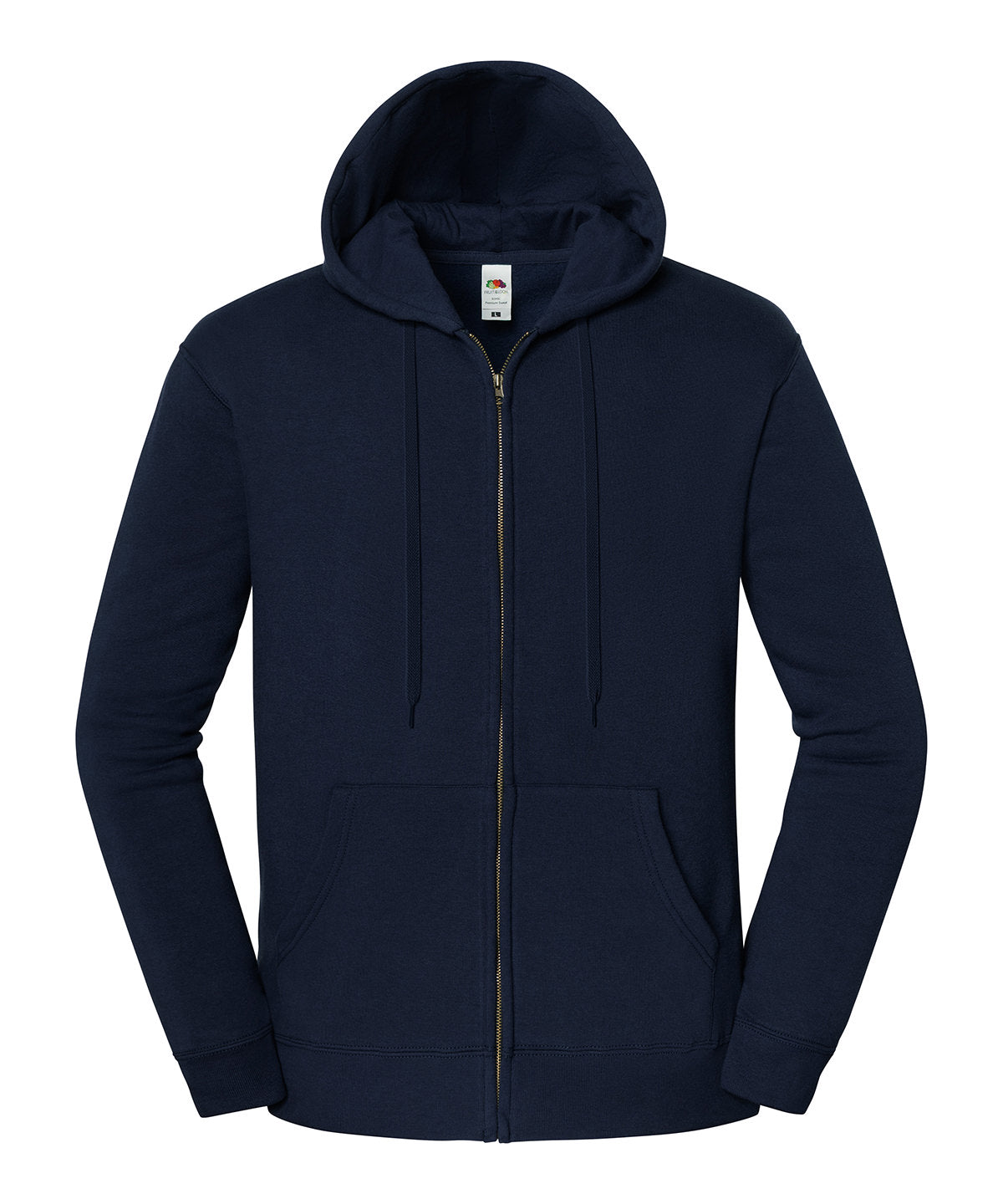 Fruit of the Loom Iconic premium hooded sweat jacket in Deep Navy, front view