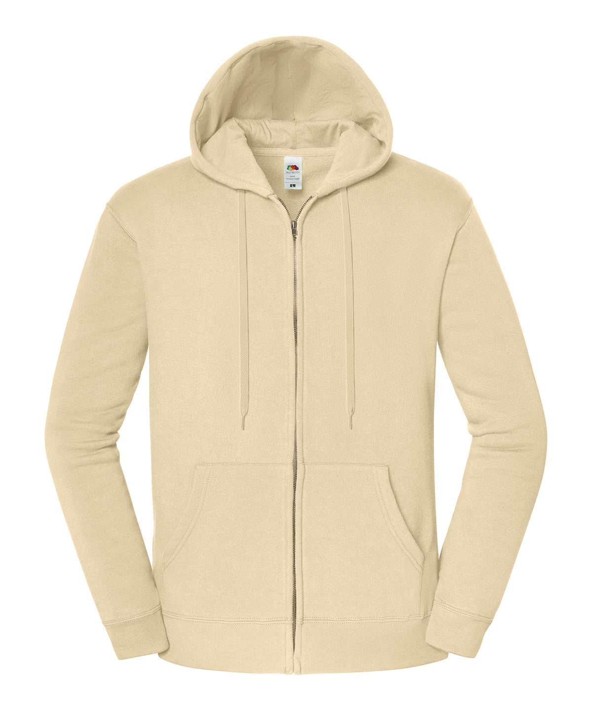 Fruit of the Loom Iconic premium hooded sweat jacket in Desert Sand, front view