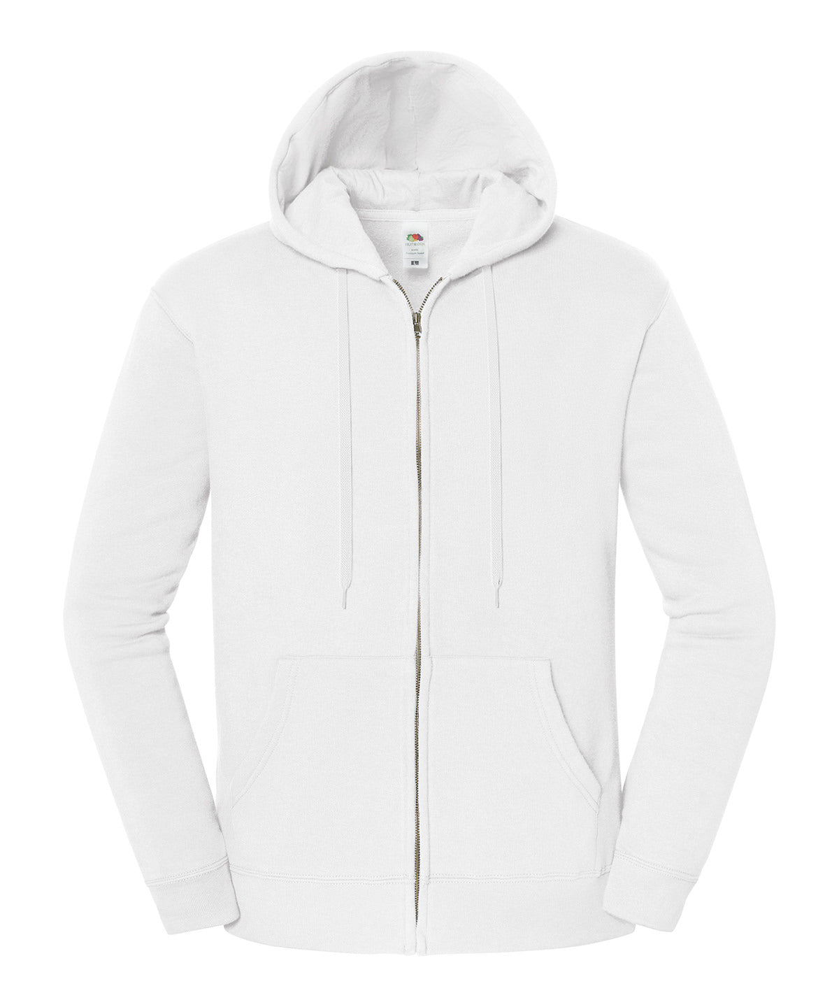 Fruit of the Loom Iconic premium hooded sweat jacket in White, front view
