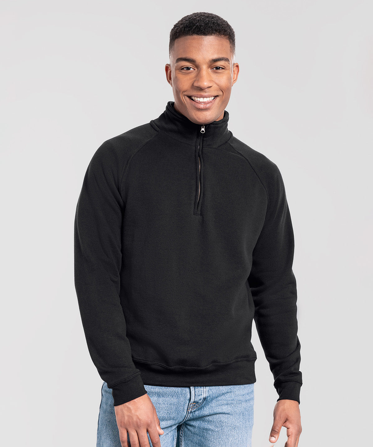 Fruit of the Loom Iconic premium zip-neck sweat, lifestyle photo