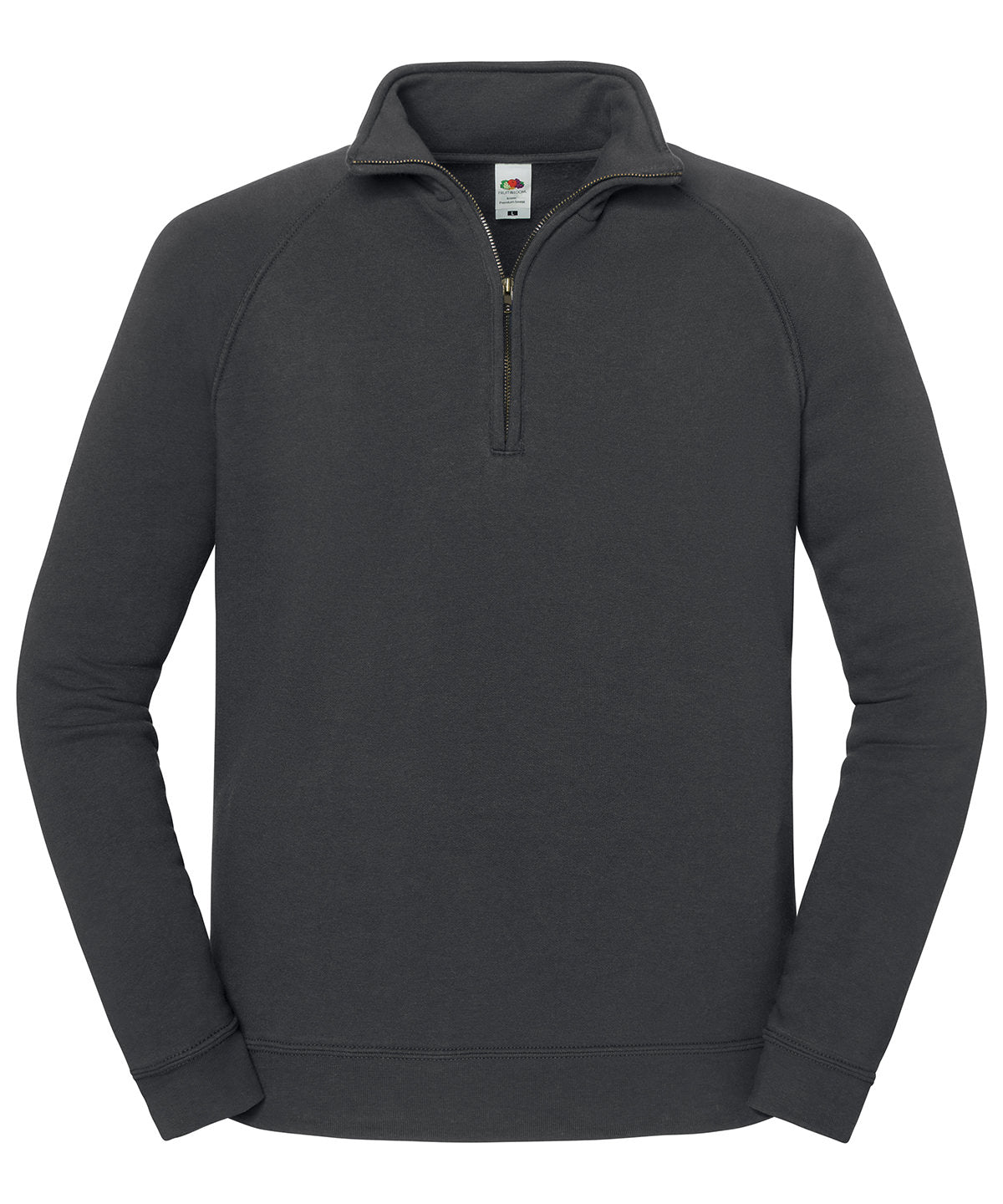 Fruit of the Loom Iconic premium zip-neck sweat in Light Graphite, front view