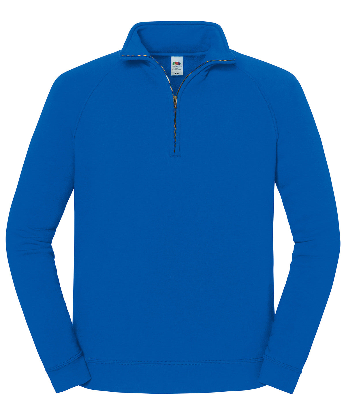Fruit of the Loom Iconic premium zip-neck sweat in Royal Blue, front view