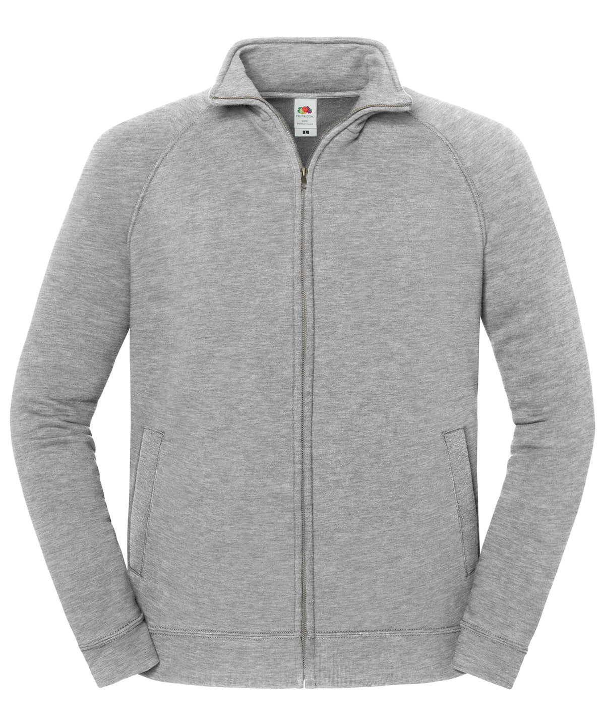 Fruit of the Loom Iconic premium sweat jacket in Athletic Heather, front view