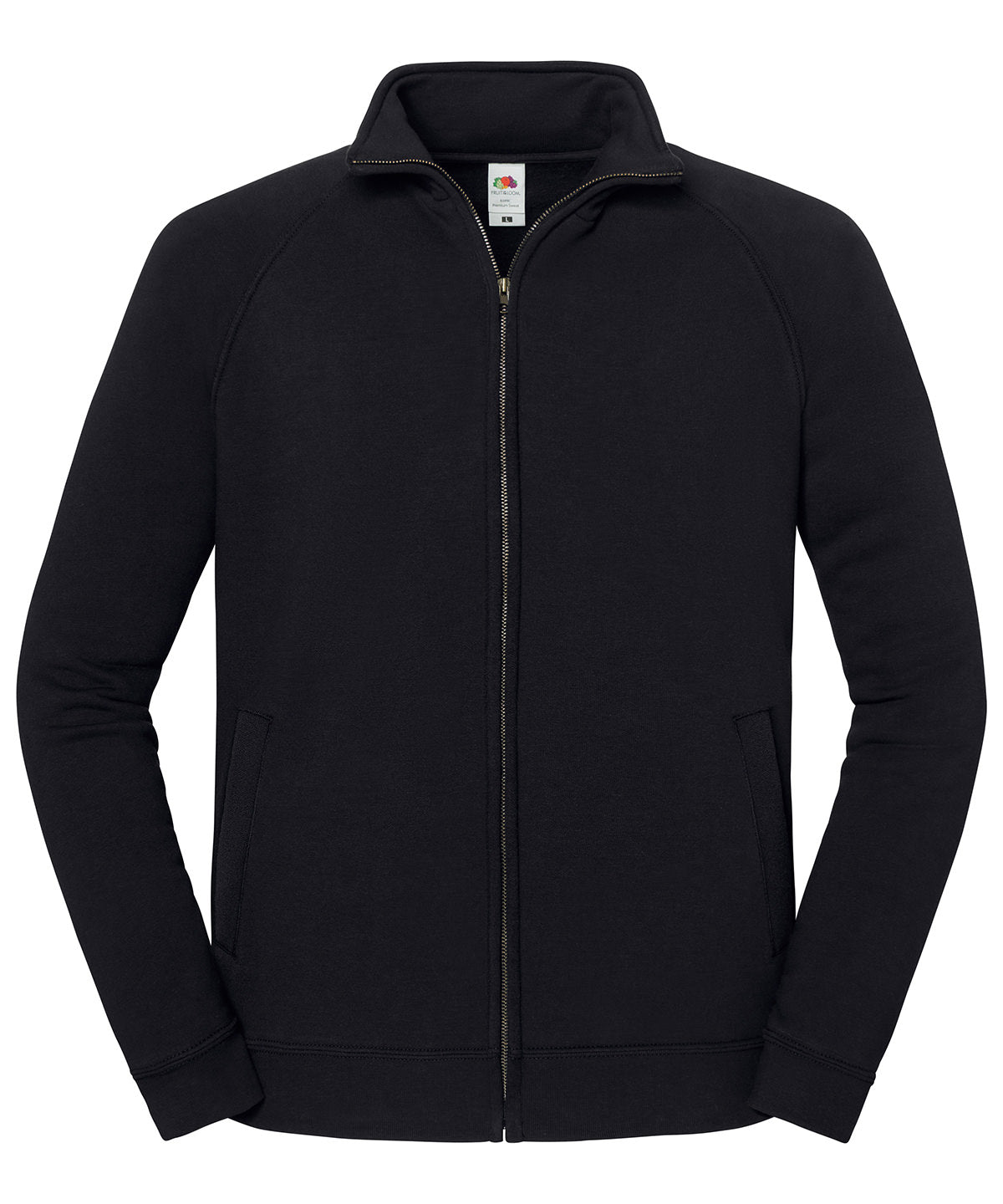 Fruit of the Loom Iconic premium sweat jacket in Black, front view