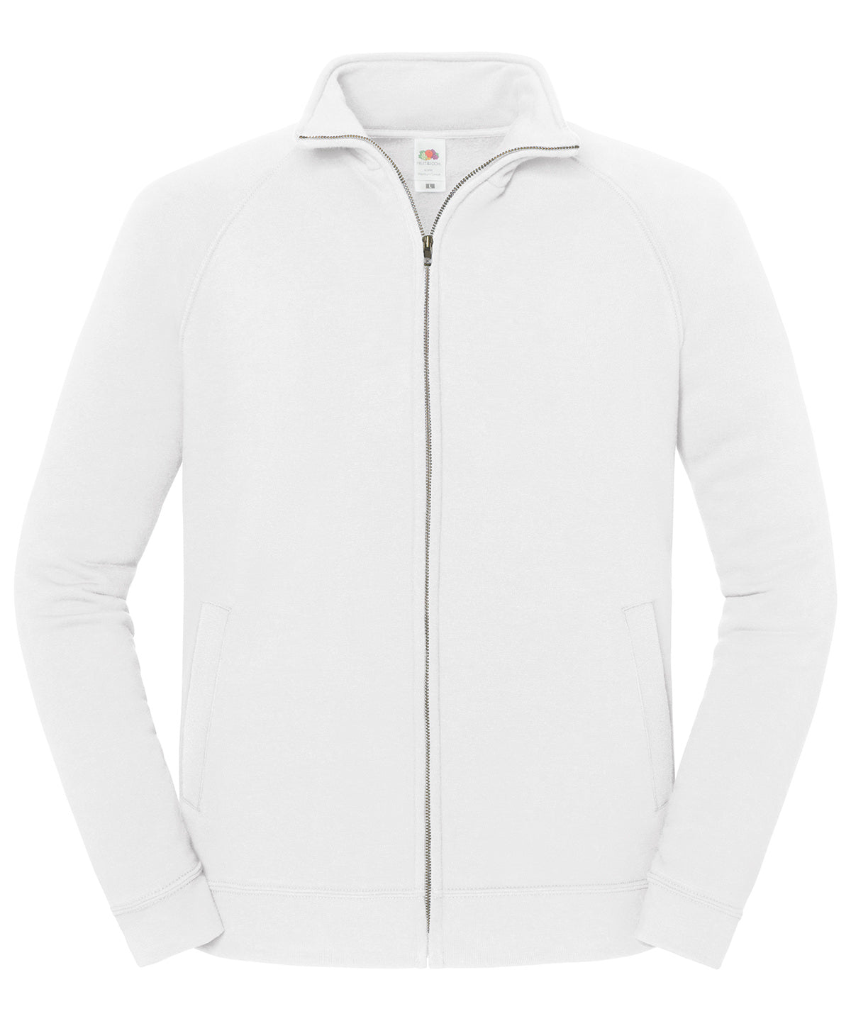 Fruit of the Loom Iconic premium sweat jacket in White, front view