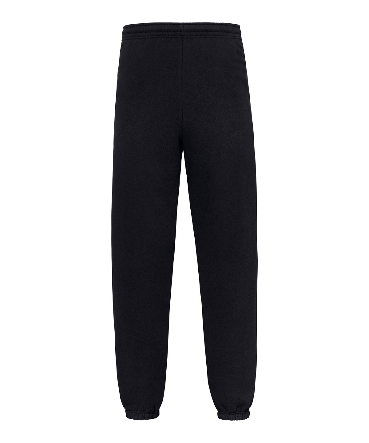 Fruit of the Loom Iconic premium elasticated cuff jog pants in Black, front view