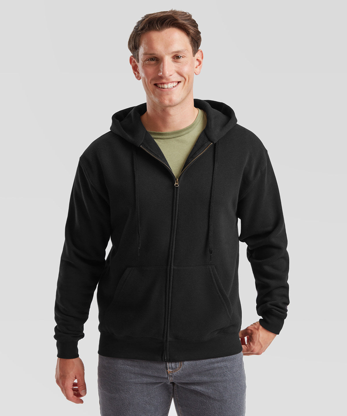 Fruit of the Loom Premium 70/30 hooded sweatshirt jacket, lifestyle photo