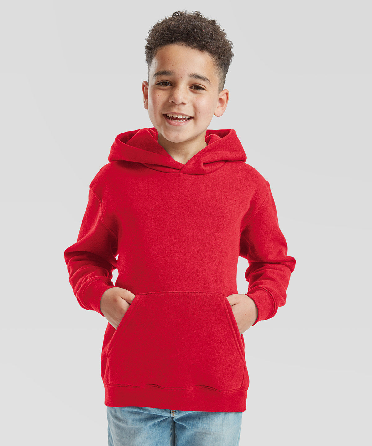 Fruit of the Loom Kids premium hooded sweatshirt, lifestyle photo