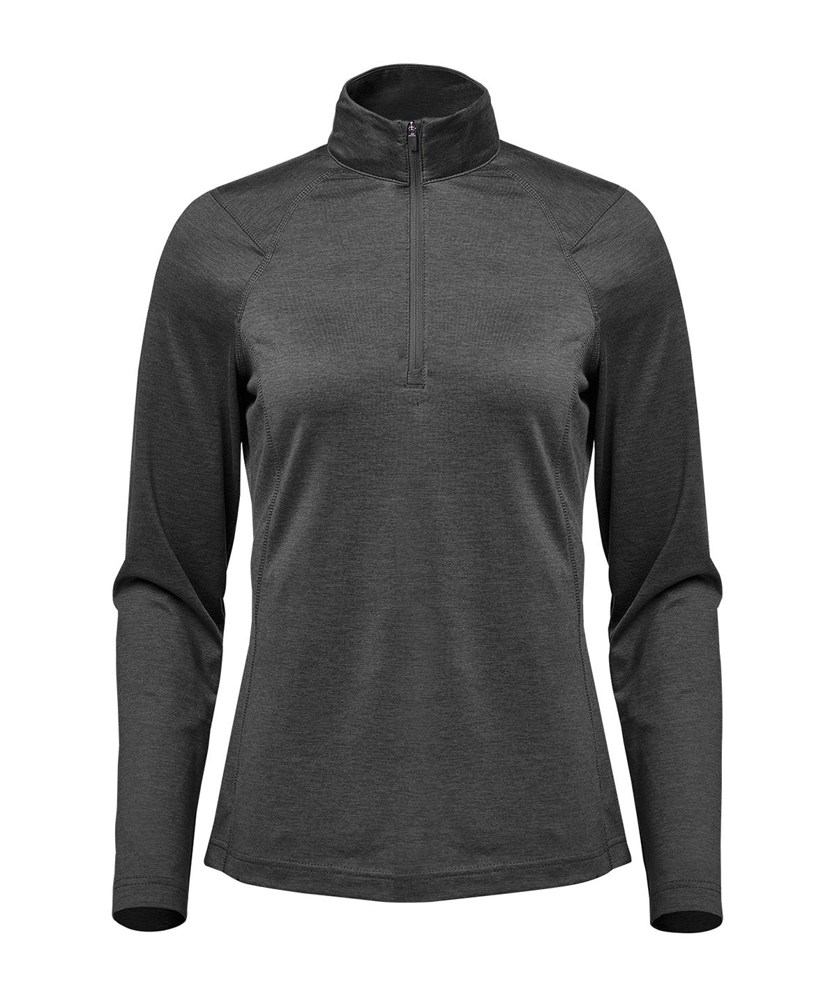 Stormtech Women’s Milano ¼-zip pullover in Charcoal Heather, front view