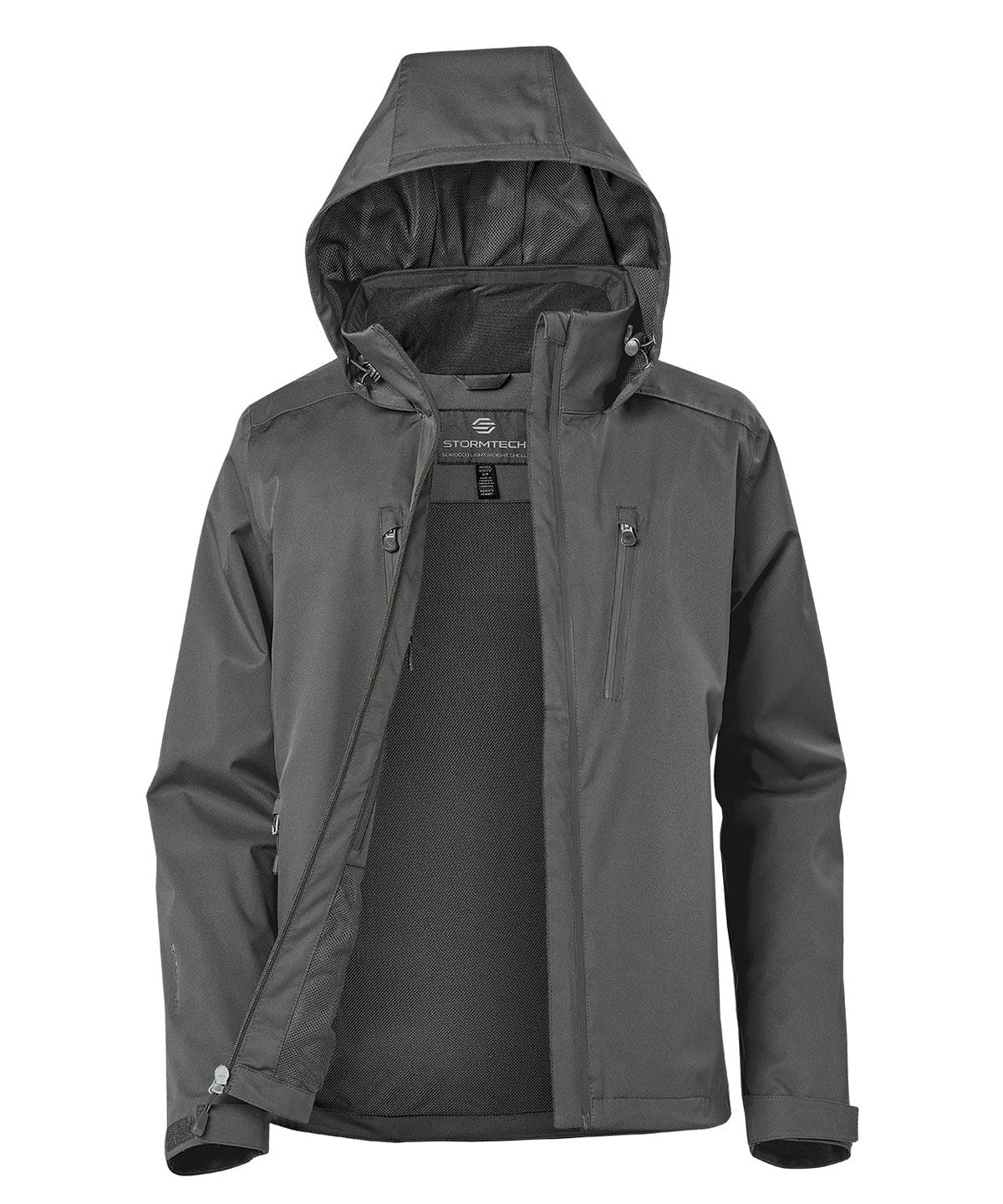 Stormtech Women’s Scirocco lightweight shell in Granite, front view