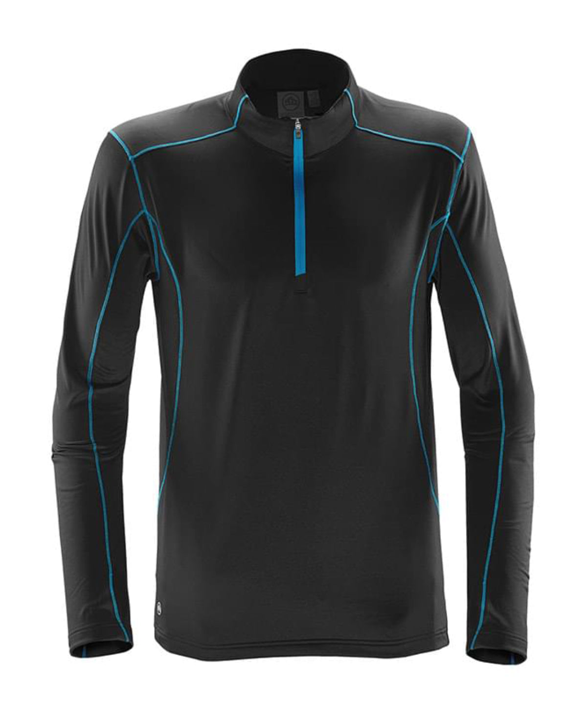 Stormtech Pulse fleece pullover in Black/Electric, front view
