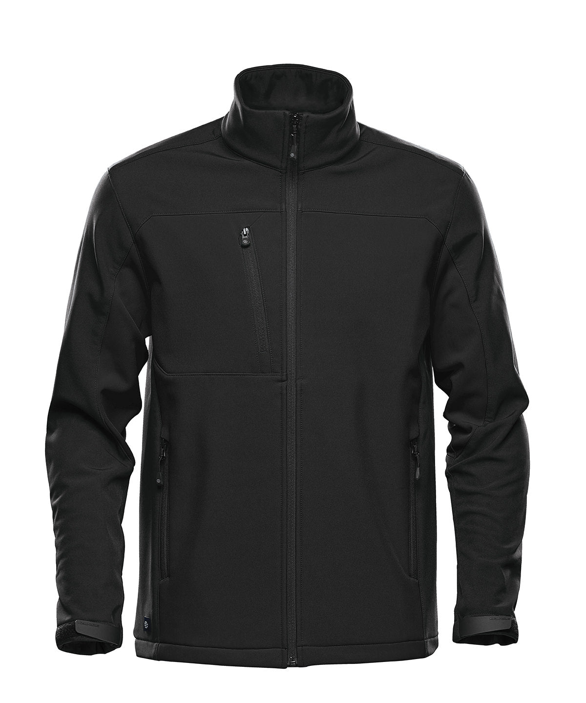 Stormtech Cascades softshell in Black/Black, front view