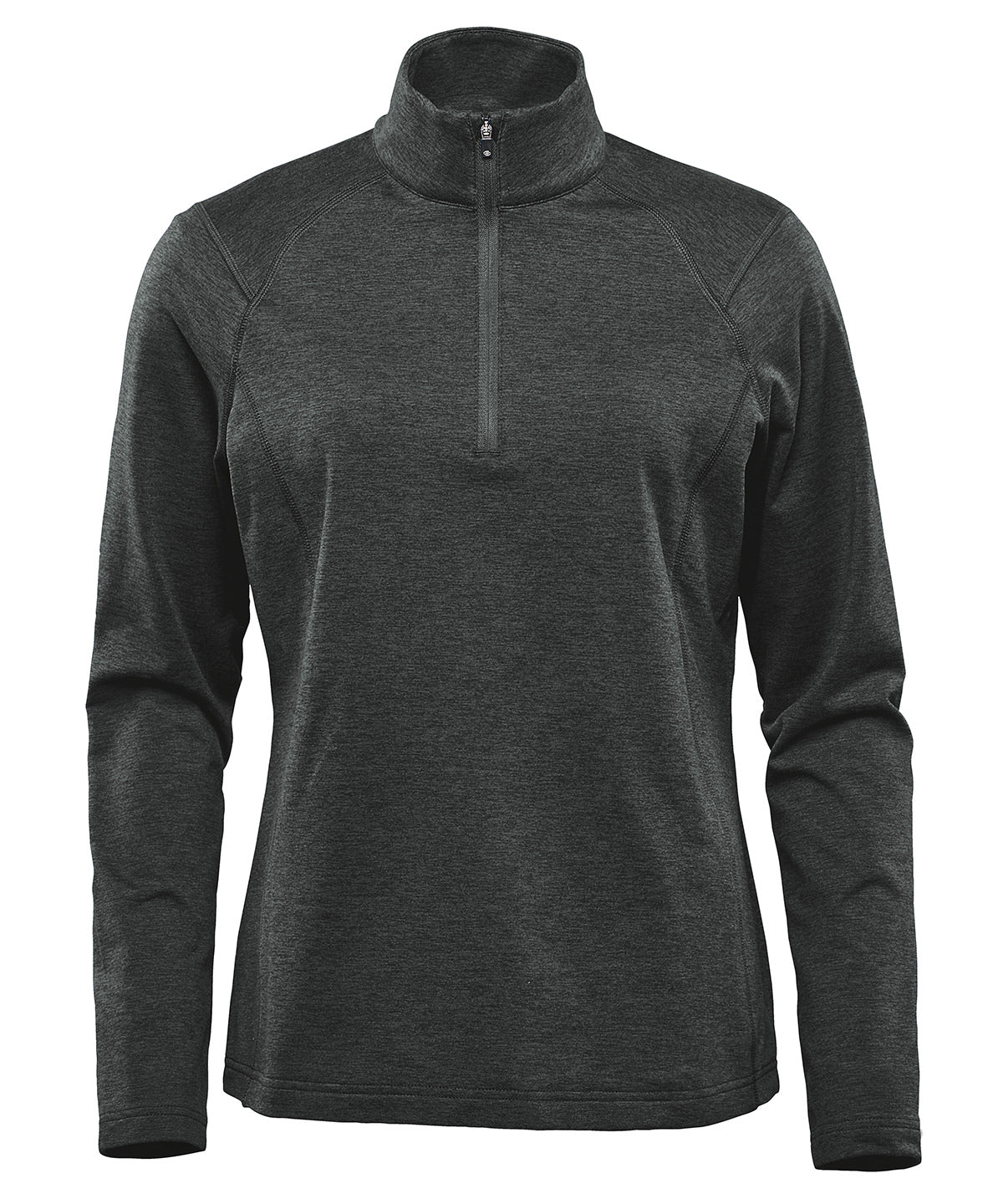 Stormtech Women’s Treeline ¼-zip fleece in Black Heather, front view