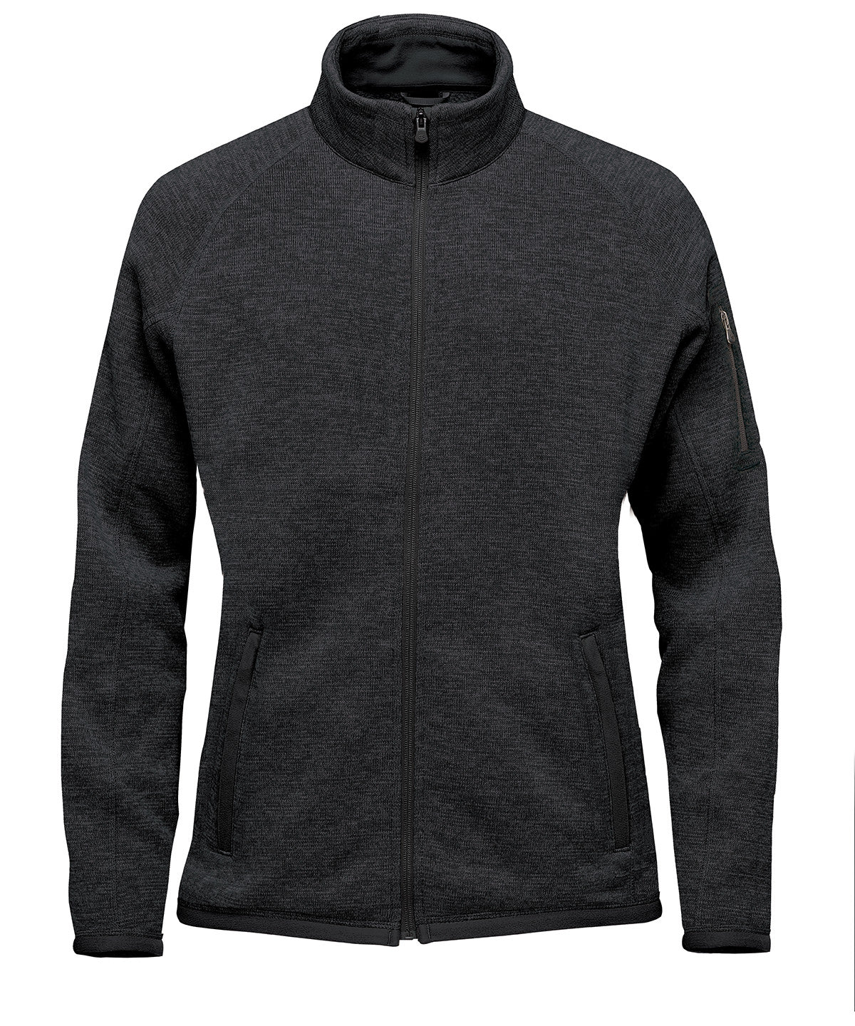 Stormtech Women’s Avalante full-zip fleece jacket in Black Heather, front view